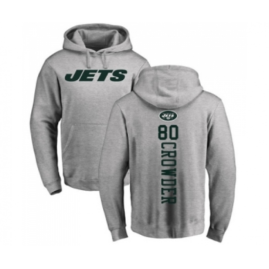 Football New York Jets #80 Jamison Crowder Ash Backer Pullover Hoodie - Jersey