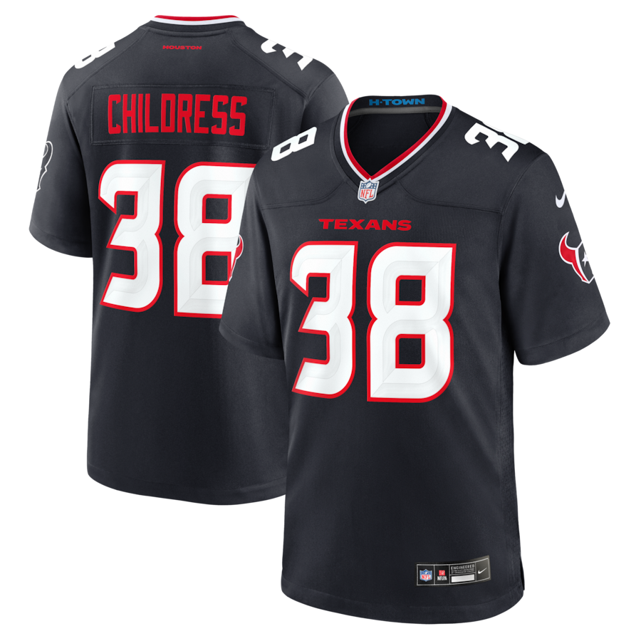 Men's Houston Texans Zion Childress Nike Navy Team Game Jersey - Jersey