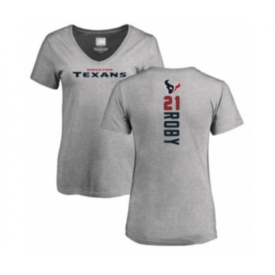 Football Women's Houston Texans #21 Bradley Roby Ash Backer T-Shirt - Jersey