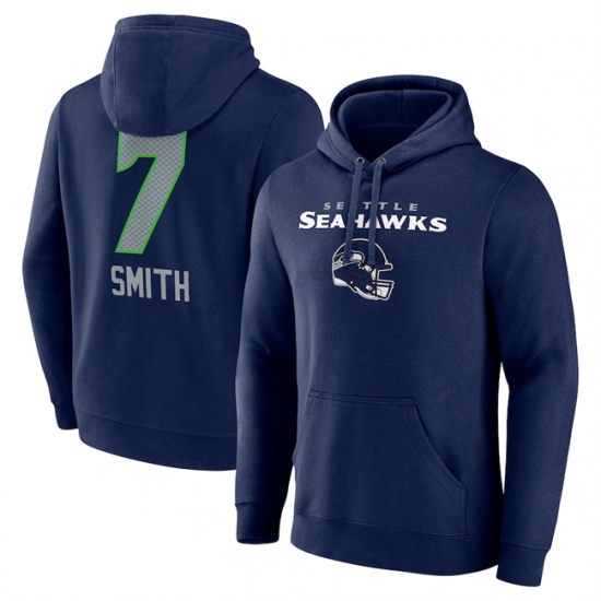 Men's Seattle Seahawks #7 Geno Smith Navy Team Wordmark Player Name & Number Pullover Hoodie - Jersey