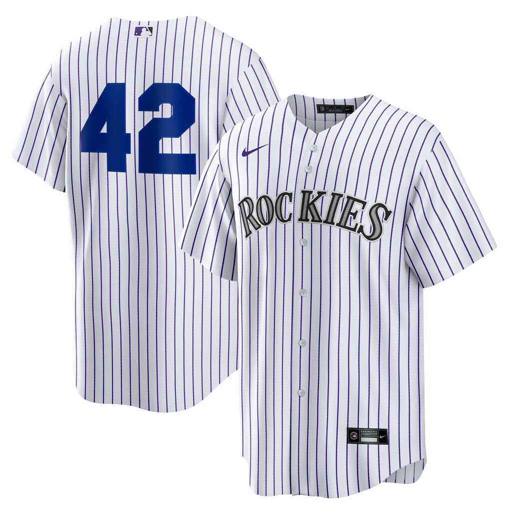 Men's Colorado Rockies Nike White Home  2025 Jackie Robinson Day Replica Jersey - Jersey