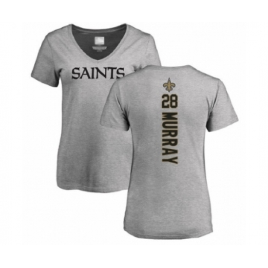 Football Women's New Orleans Saints #28 Latavius Murray Ash Backer V-Neck T-Shirt - Jersey