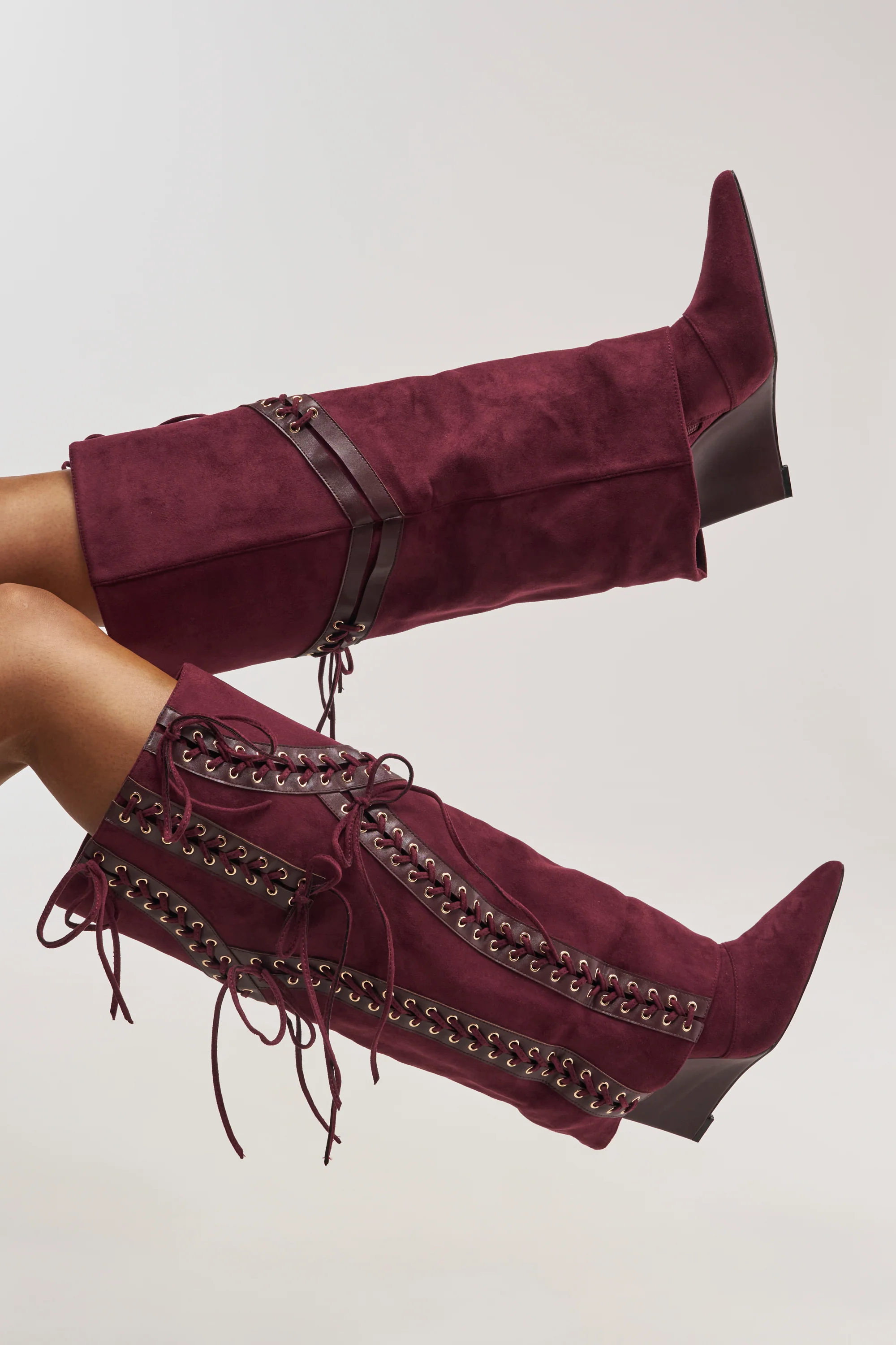 AZALEA WANG MAGENTA PLUM FAUX SUEDE WEDGE BOOT - Akira Wear