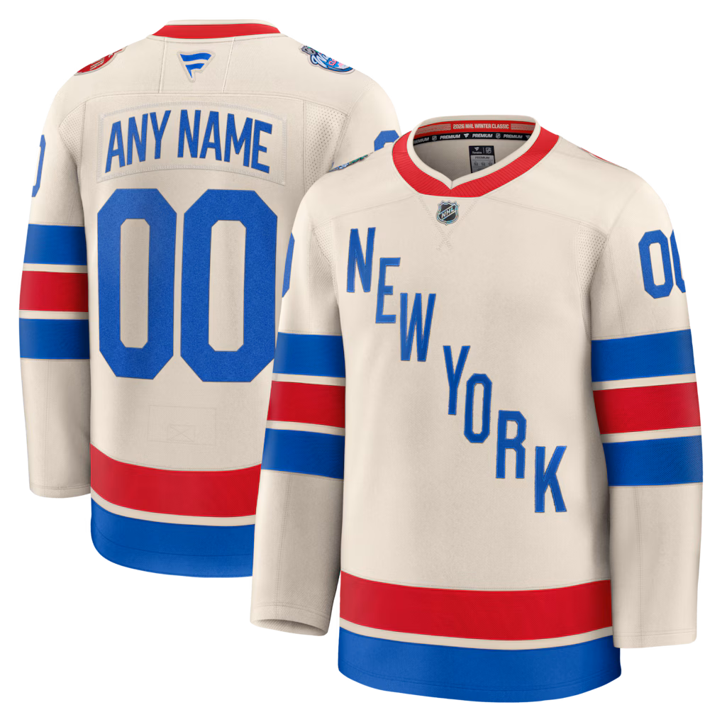 Men's New York Rangers Fanatics Beige 2026 NHL Winter Classic Premium Custom Jersey - Jersey