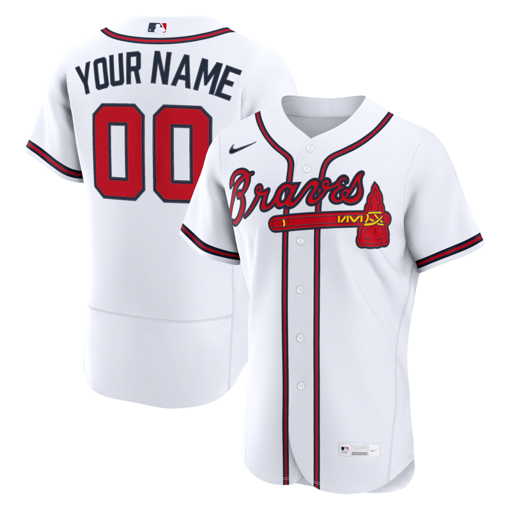 Men's Atlanta Braves Nike White Home Authentic Custom Jersey - Jersey