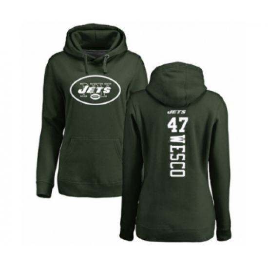 Football Women's New York Jets #47 Trevon Wesco Green Backer Pullover Hoodie - Jersey