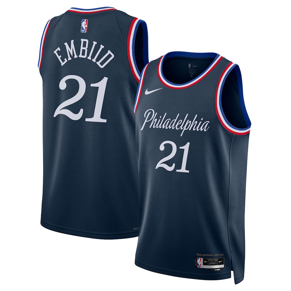 Unisex Philadelphia 76ers Joel Embiid Nike Navy 2025/26 Swingman Jersey - City Edition - Jersey