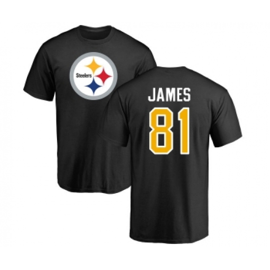 Football Pittsburgh Steelers #81 Jesse James Black Name & Number Logo T-Shirt - Jersey