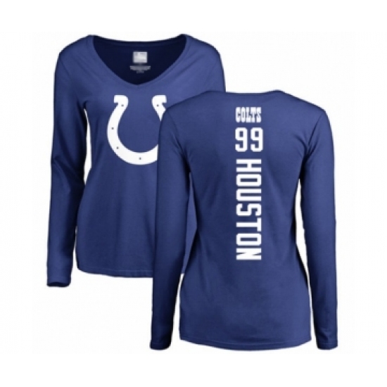 Football Women's Indianapolis Colts #99 Justin Houston Royal Blue Backer Long Sleeve T-Shirt - Jersey
