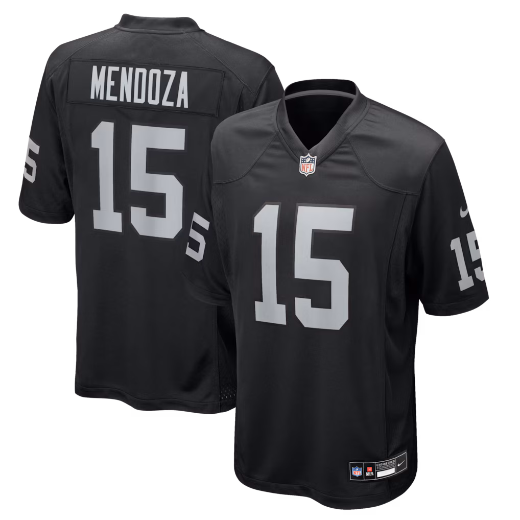 Men's Las Vegas Raiders Fernando Mendoza Nike Black 2026 NFL Draft First Round Pick No. 1 Team Game Jersey - Jersey