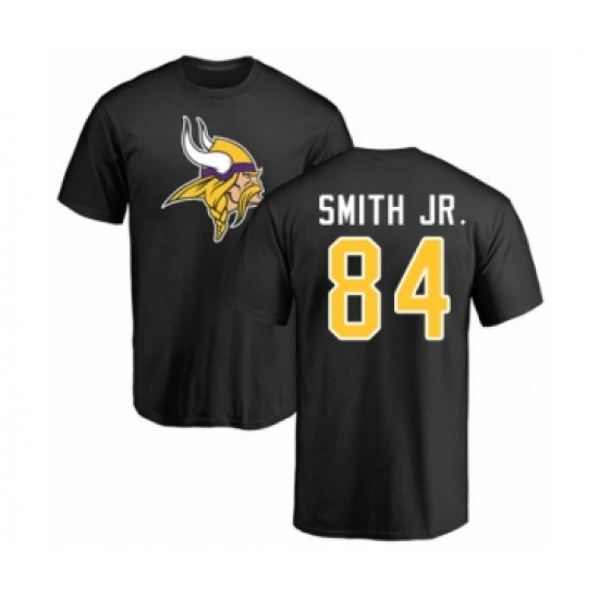 Football Minnesota Vikings #84 Irv Smith Jr. Black Name & Number Logo T-Shirt - Jersey