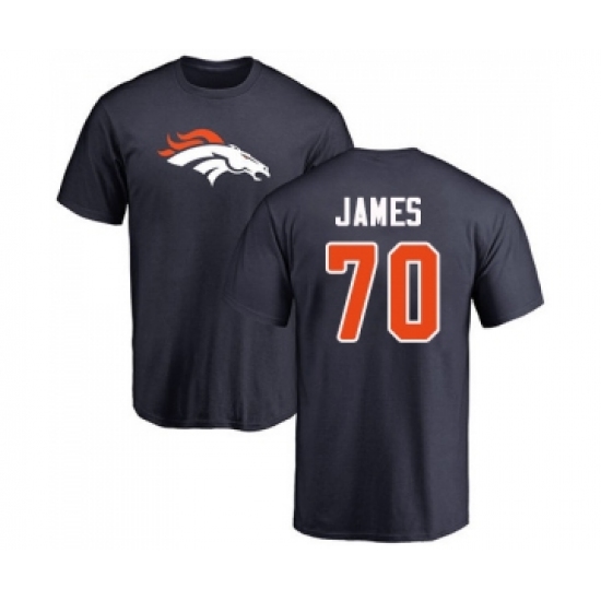 Football Denver Broncos #70 Ja'Wuan James Navy Blue Name & Number Logo T-Shirt - Jersey