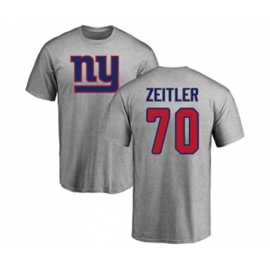 Football New York Giants #70 Kevin Zeitler Ash Name & Number Logo T-Shirt - Jersey