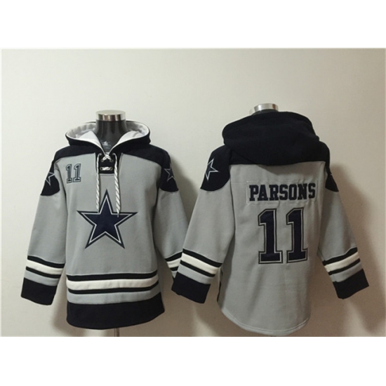 Men's Dallas Cowboys #11 Micah Parsons Gray Ageless Must-Have Lace-Up Pullover Hoodie - Jersey