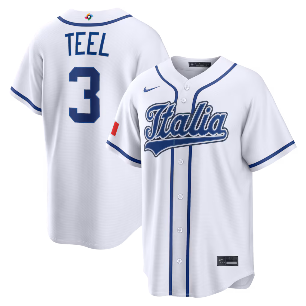 Men's Italy Baseball Kyle Teel Nike White 2026 World Baseball Classic Home Stadium Jersey - Jersey