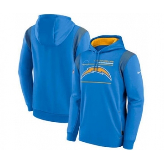 Men's Los Angeles Chargers 2021 Powder Blue Sideline Logo Performance Pullover Hoodie - Jersey