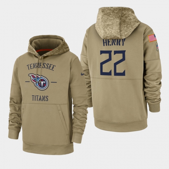 Men's Tennessee Titans #22 Derrick Henry 2019 Salute to Service Sideline Therma Pullover Hoodie - Tan - Jersey
