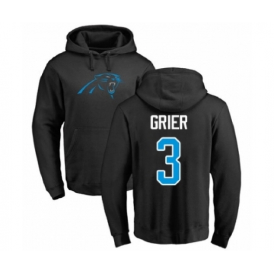Football Carolina Panthers #3 Will Grier Black Name & Number Logo Pullover Hoodie - Jersey