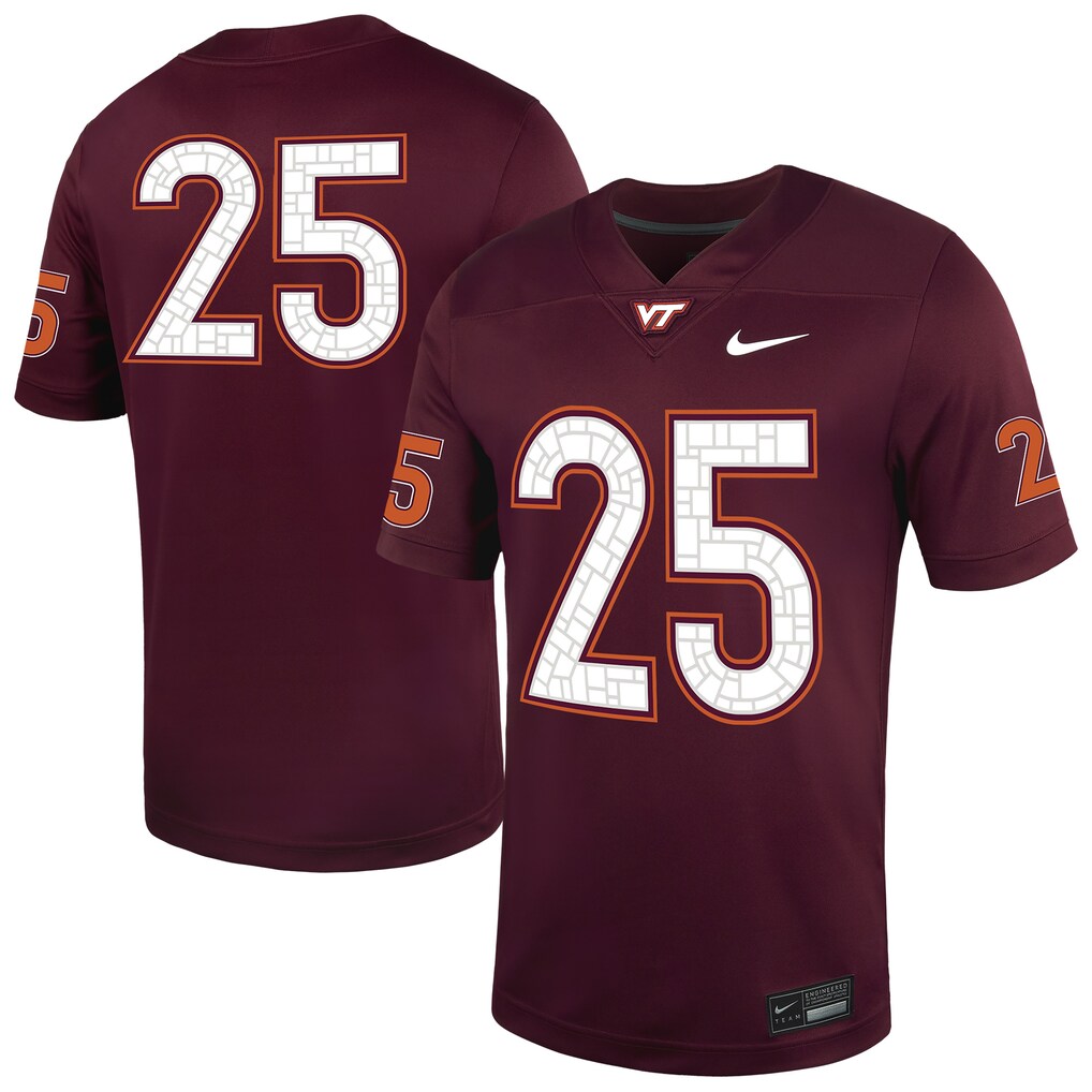 Men's Nike #25 Maroon Virginia Tech Hokies Untouchable Football Jersey - Jersey