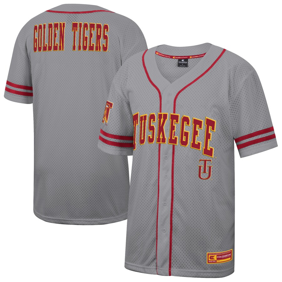 Men's Colosseum Gray Tuskegee Golden Tigers Free Spirited Baseball Jersey - Jersey