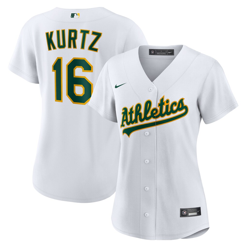 Women's  Athletics Nick Kurtz Nike White Home Replica Player Jersey - Jersey