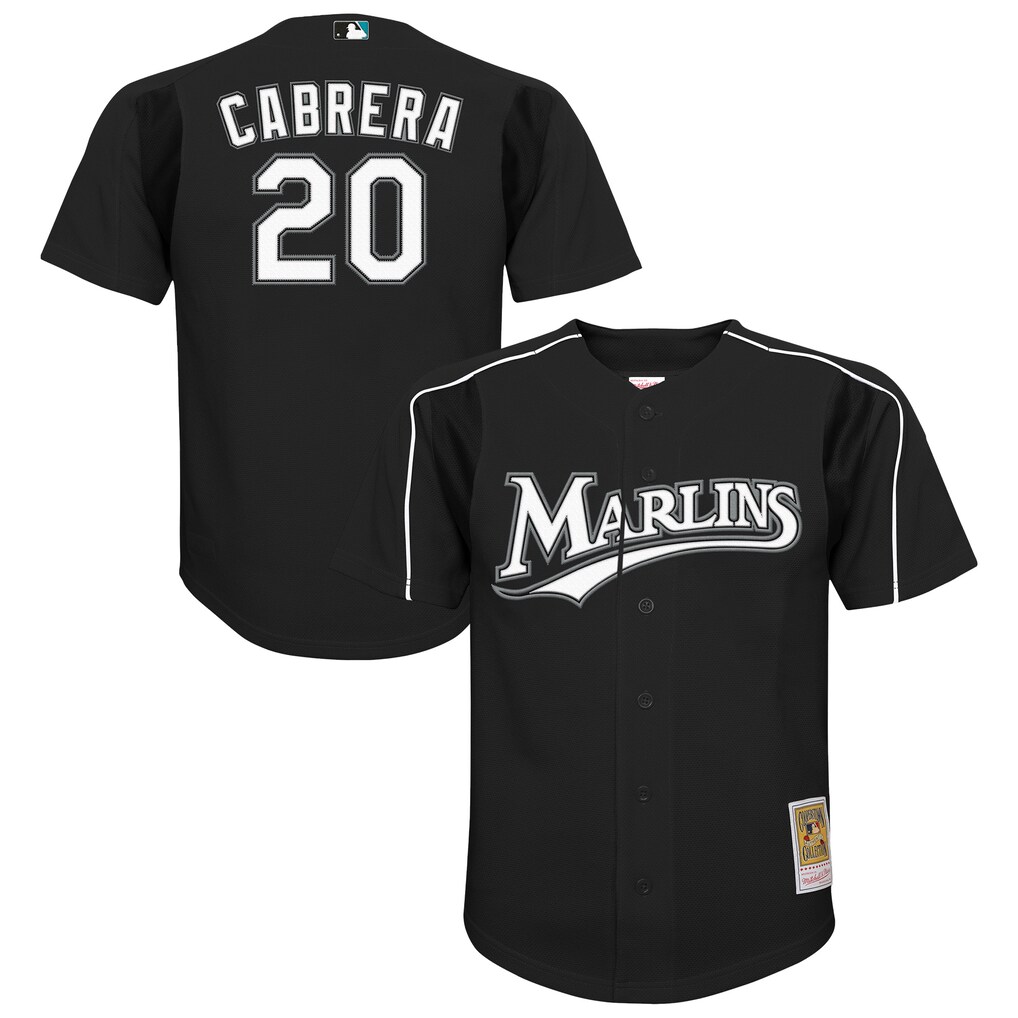 Youth Florida Marlins Miguel Cabrera Mitchell & Ness Black Mesh Batting Practice Replica Jersey - Jersey