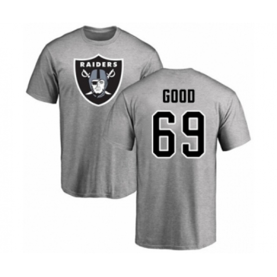 Football Oakland Raiders #69 Denzelle Good Ash Name & Number Logo T-Shirt - Jersey