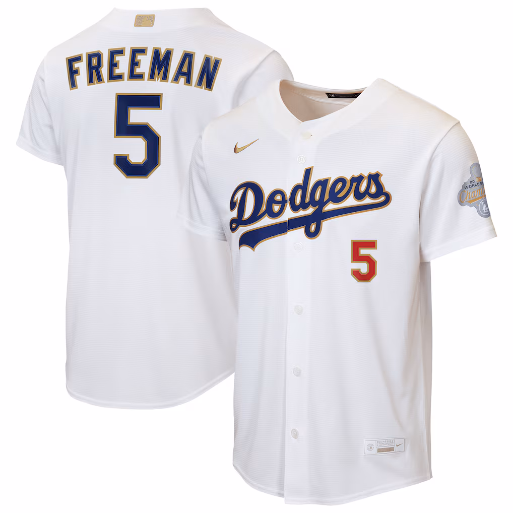 Youth Los Angeles Dodgers Freddie Freeman Nike White 2026 Gold Collection Home Replica Jersey - Jersey