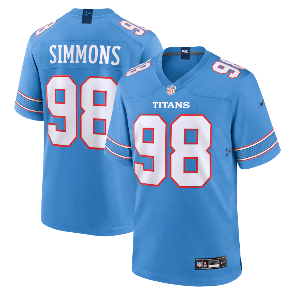 Men's Tennessee Titans Jeffery Simmons Nike Light Blue Game Jersey - Jersey