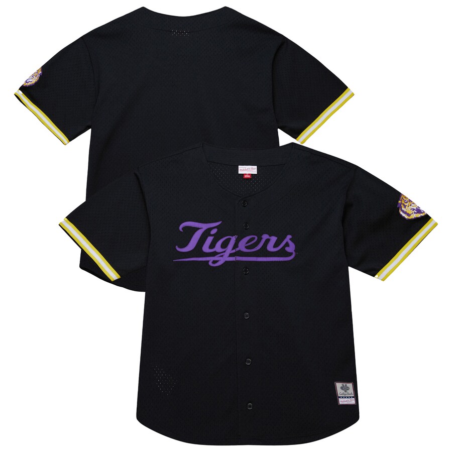 Men's Mitchell & Ness Black LSU Tigers On The Clock Full-Button Fashion Jersey - Jersey