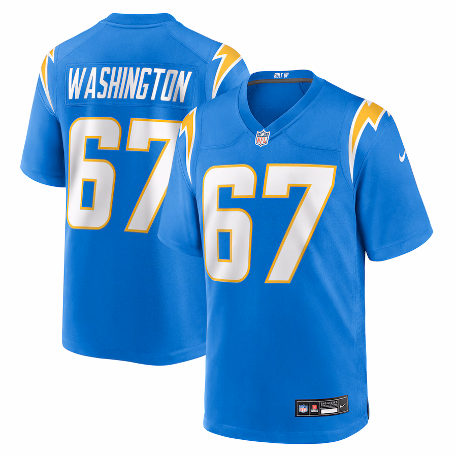 Men's Los Angeles Chargers Savion Washington Nike Powder Blue Team Game Jersey - Jersey