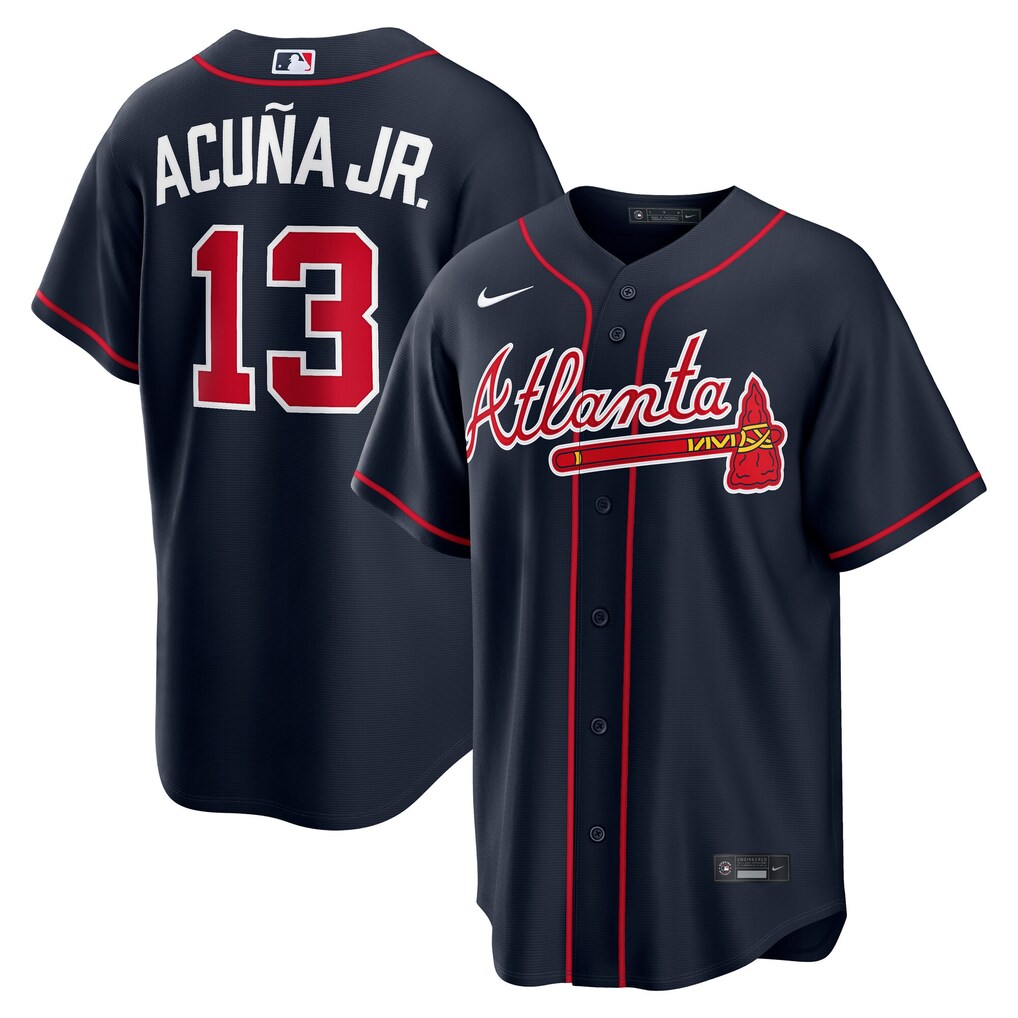 Men's Atlanta Braves Ronald Acuña Jr. Nike Navy Alternate Replica Jersey - Jersey