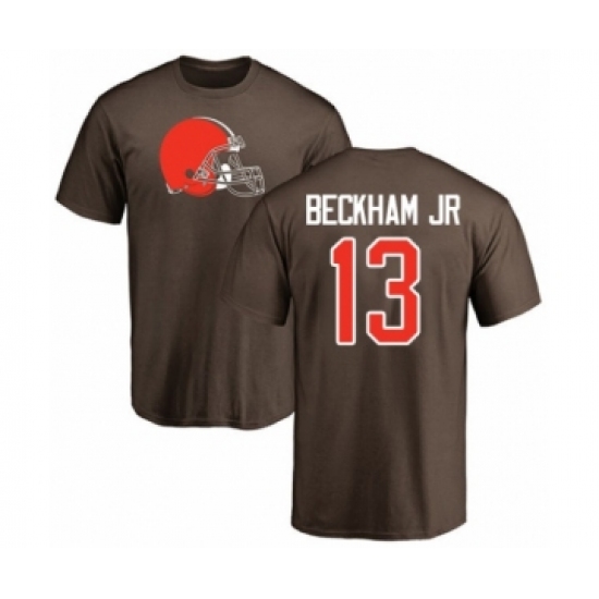 NFL Nike Cleveland Browns #13 Odell Beckham Jr. Brown Name & Number Logo T-Shirt - Jersey