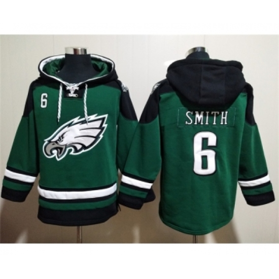 Men's Philadelphia Eagles #6 DeVonta Smith Green Lace-Up Pullover Hoodie - Jersey