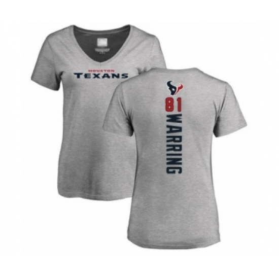 Football Women's Houston Texans #81 Kahale Warring Ash Backer T-Shirt - Jersey
