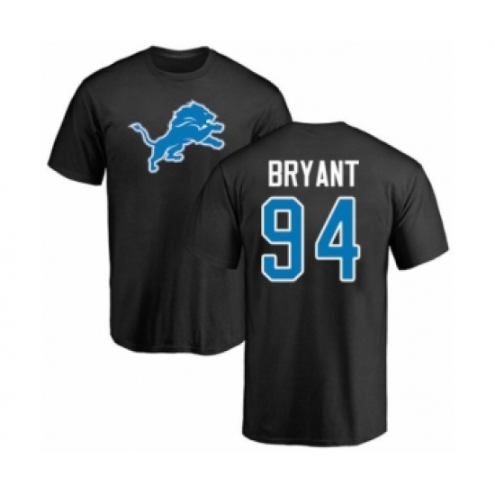 Football Detroit Lions #94 Austin Bryant Black Name & Number Logo T-Shirt - Jersey