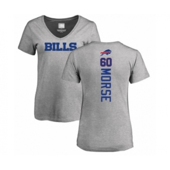 Football Women's Buffalo Bills #60 Mitch Morse Ash Backer V-Neck T-Shirt - Jersey