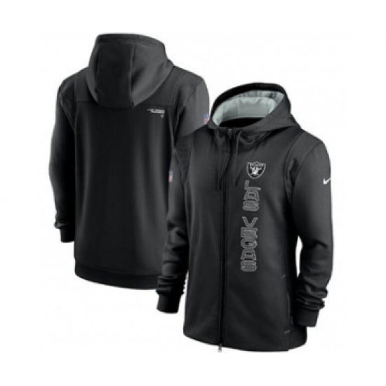 Men's Las Vegas Raiders 2021 Black Sideline Team Performance Full-Zip Hoodie - Jersey