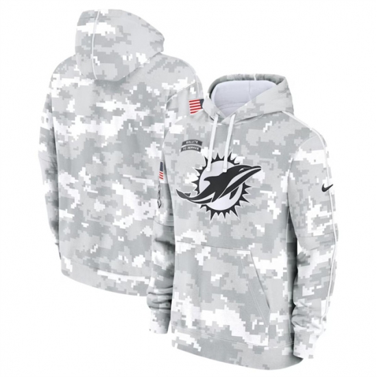 Men's Miami Dolphins 2024 Arctic Camo Salute To Service Club Fleece Pullover Hoodie - Jersey