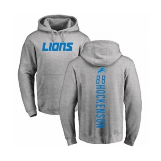 Football Detroit Lions #88 T.J. Hockenson Ash Backer Pullover Hoodie - Jersey