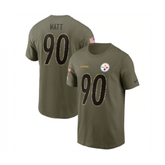 Men's Pittsburgh Steelers #90 T.J. Watt 2022 Olive Salute to Service T-Shirt - Jersey