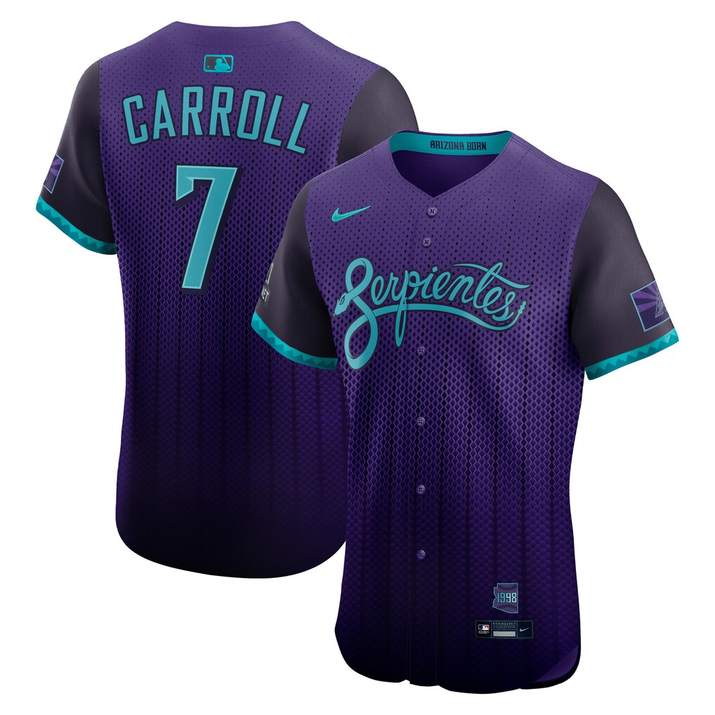 Men's Arizona Diamondbacks Corbin Carroll Nike Purple 2025 City Connect Elite Player Jersey - Jersey