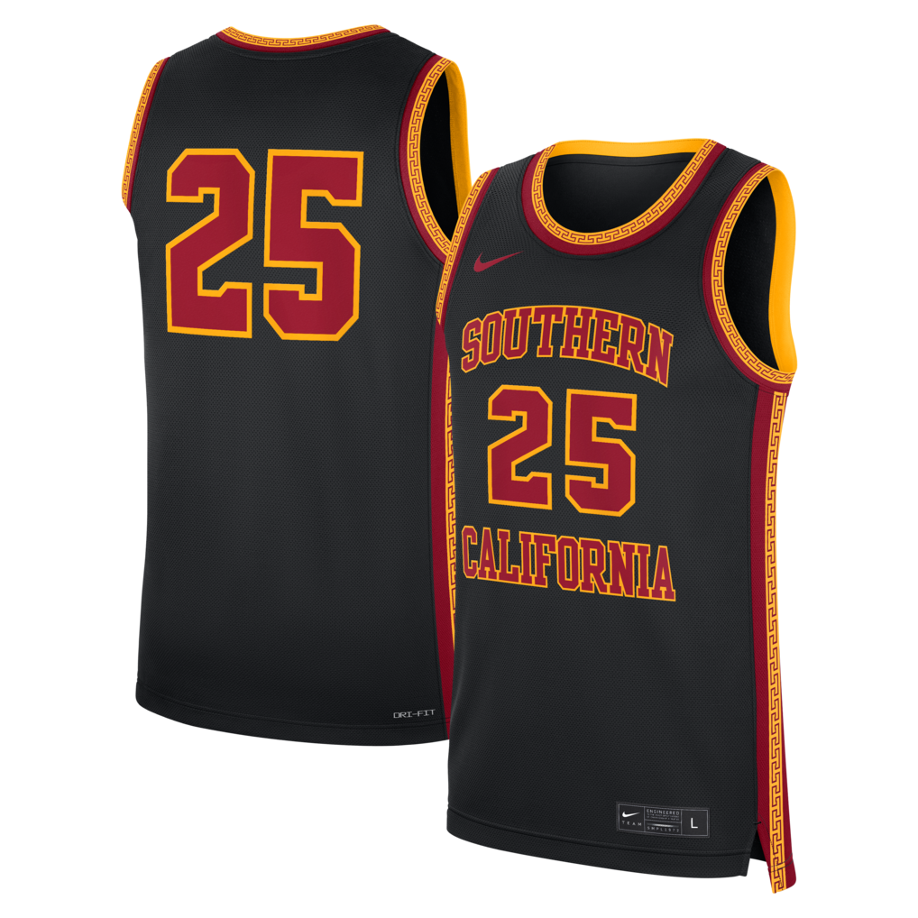 Men's Nike #25 Black USC Trojans Alternate Replica Basketball Jersey - Jersey
