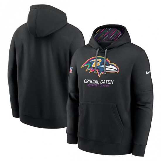Men's Baltimore Ravens Black 2024 Crucial Catch Club Pullover Hoodie - Jersey