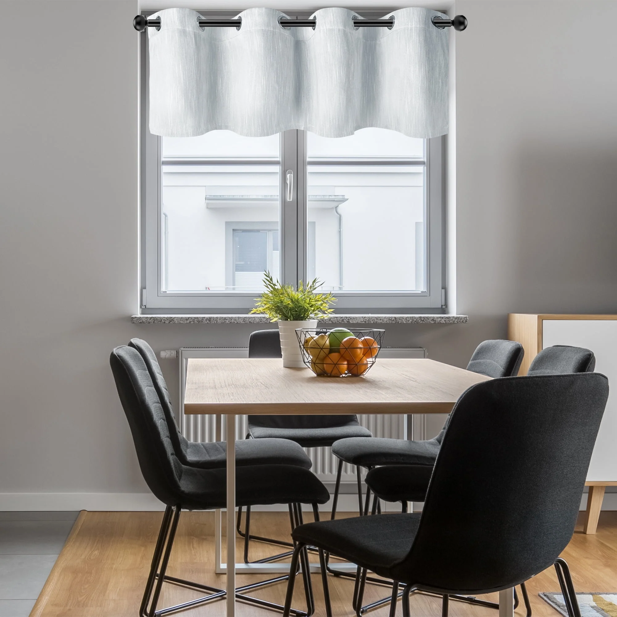 PiccoCasa 2 Panels Kitchen Linen Look Blackout Curtains Light Gray 52