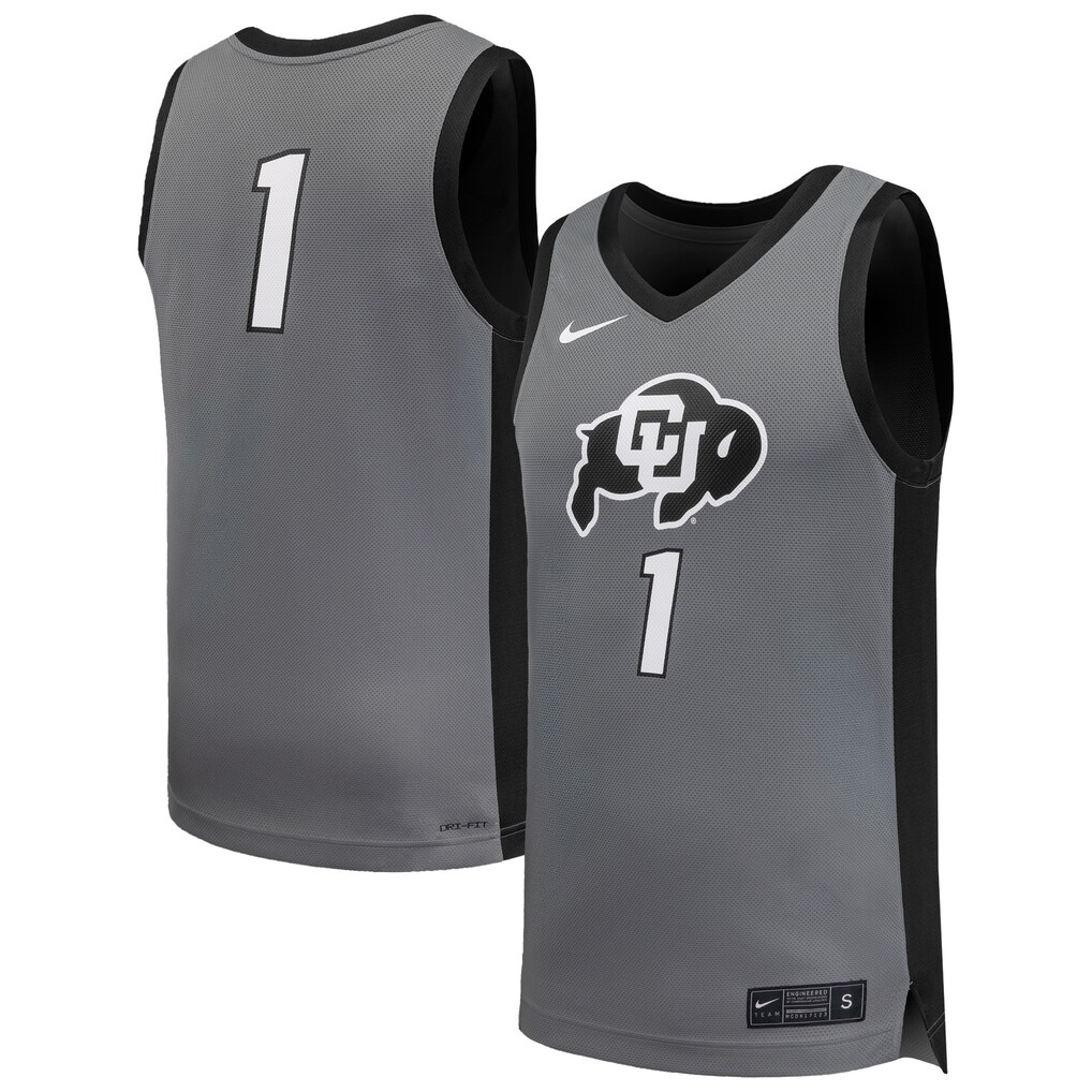 Men's Nike #1 Gray Colorado Buffaloes Replica Basketball Jersey - Jersey