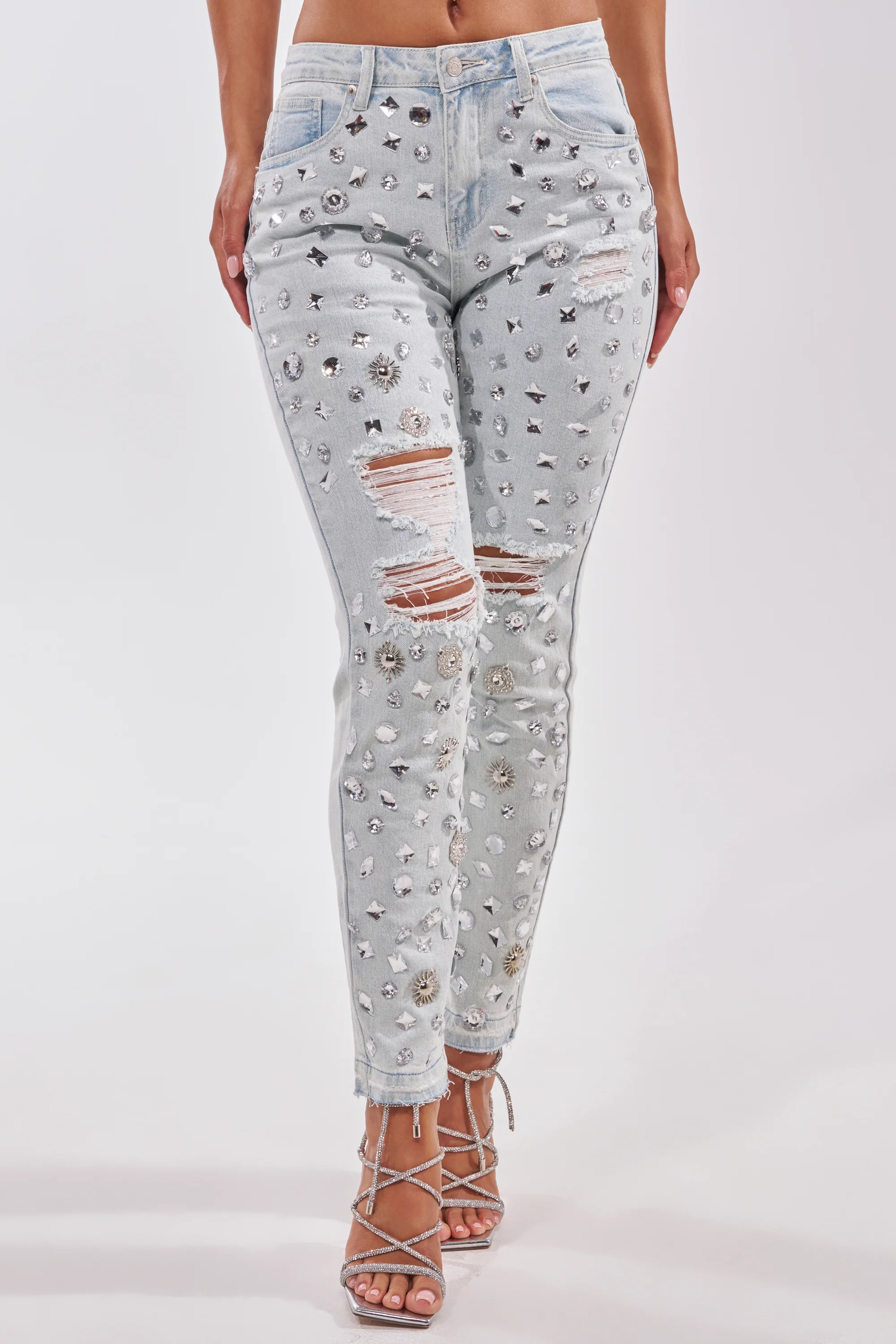 DAMN GIRL EMBELLISHED SKINNY DENIM - Akira Wear