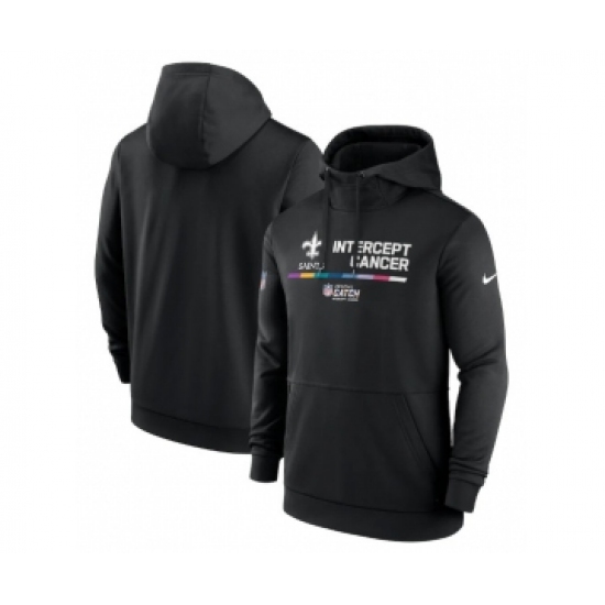Men's New Orleans Saints 2022 Black Crucial Catch Therma Performance Pullover Hoodie - Jersey