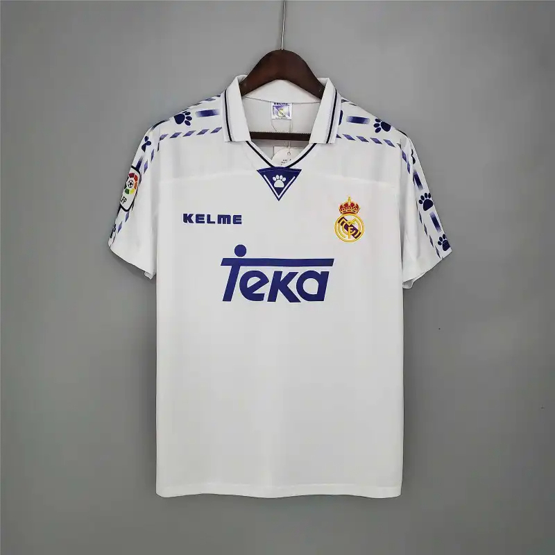 Real Madrid Retro Jersey Home Custom Soccer Shirt 1996-97 - Jersey