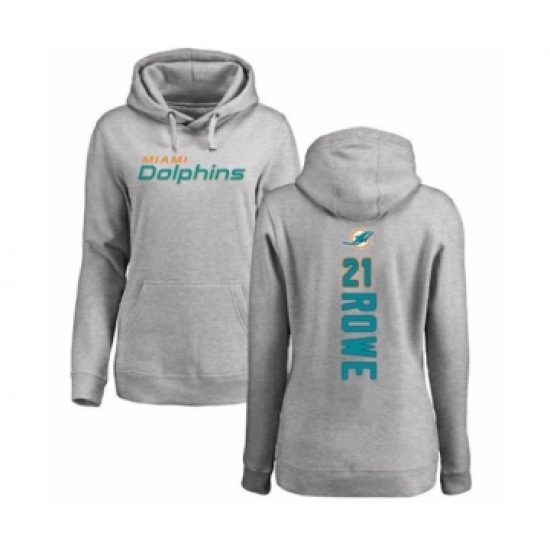 Football Women's Miami Dolphins #21 Eric Rowe Ash Backer Pullover Hoodie - Jersey